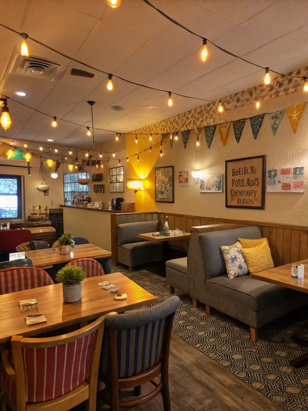 A cozy and intimate setting of a family gathering at localtest2321, featuring a long table with delicious food, warm lighting, and smiling faces, highlighting the restaurant's ability to host family events.